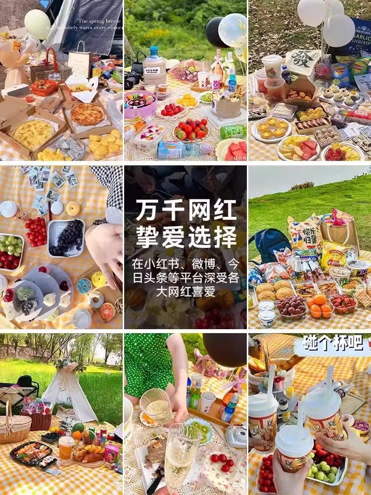 New Style Cooking Mat Moisture-proof Thickened Ins Style Outdoor Outing Portable Mat Oversized Foldable Plaid Picnic Mat