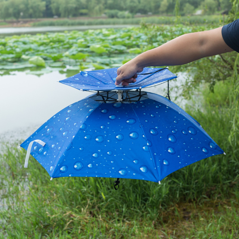 Double-layer Windproof Umbrella Cap Head-worn Umbrella Folding Head-worn Sunscreen Rain-shielding Umbrella Head-mounted Umbrella Fishing Umbrella Large Fishing Umbrella
