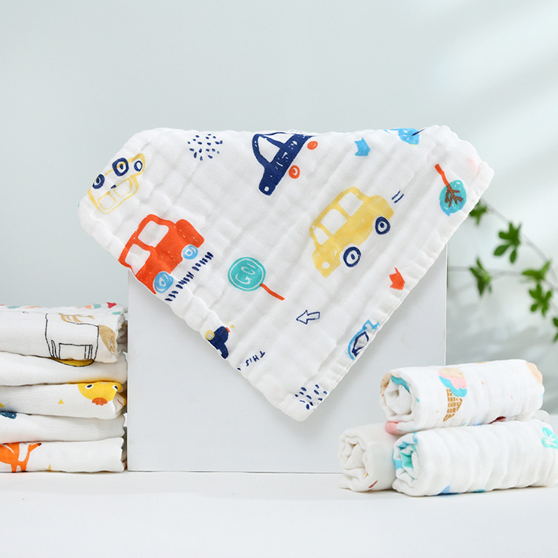 Cotton small square six-layer high density gauze towel newborn baby saliva towel baby wash face towel wholesale