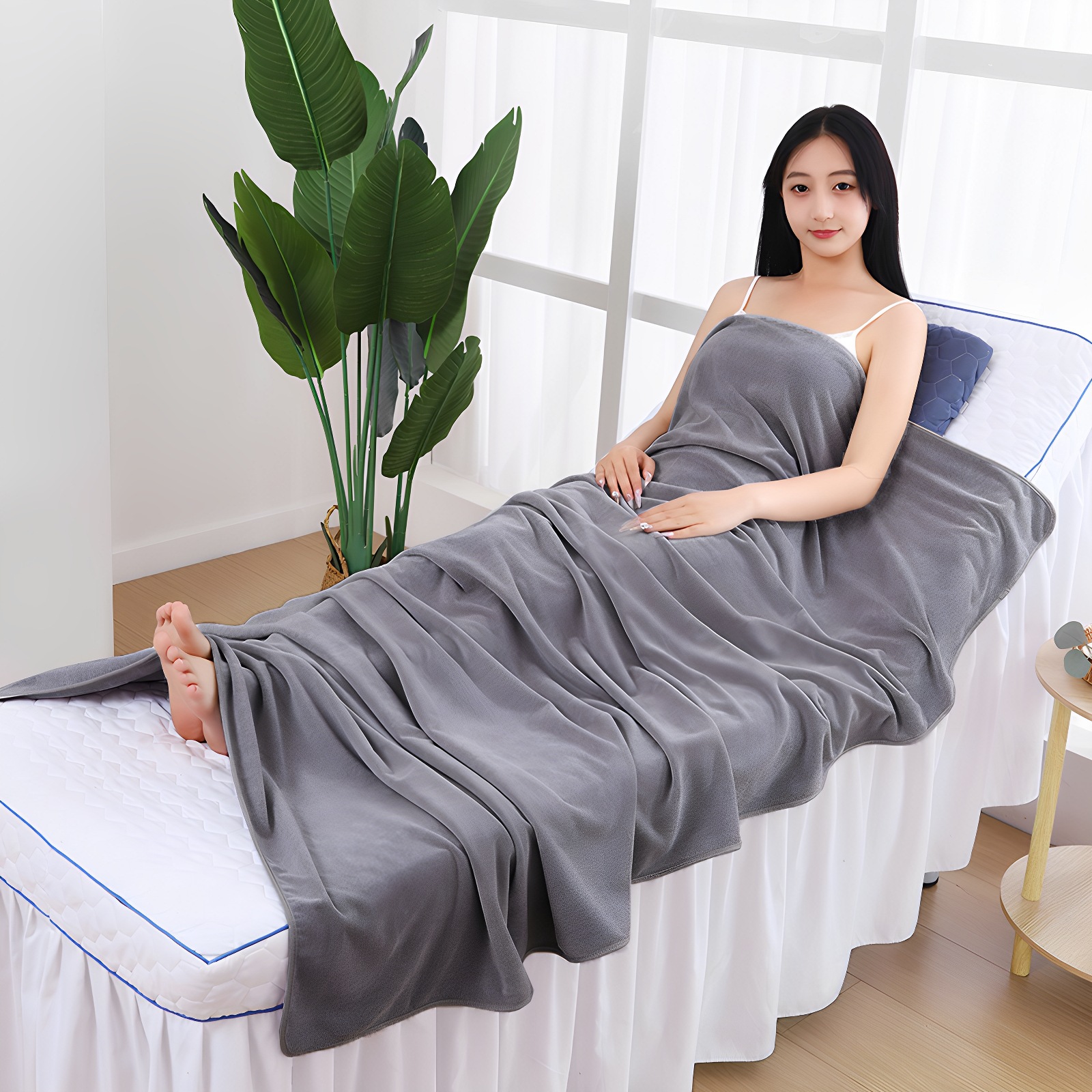 High-End Beauty Salon Special Towel Skin Management Pillow Towel Chest Towel Classy Gray Bed Towel Soft and Absorbent Logo