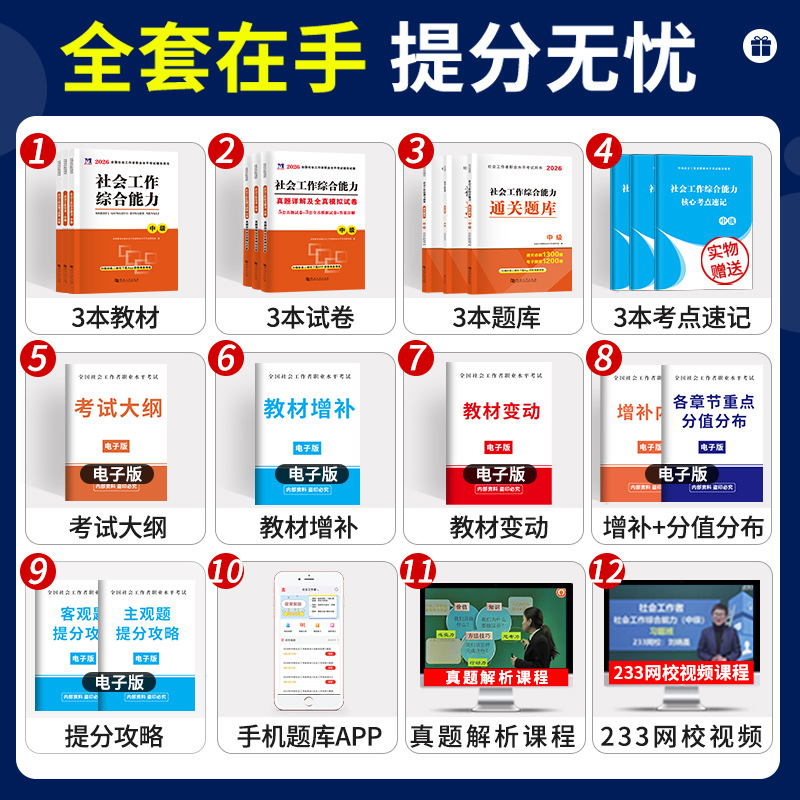 New Edition of 2026 Social Worker Intermediate Textbook, Past Exam Papers, Must-Do Questions for the Entry-Level Social Worker Certificate Exam