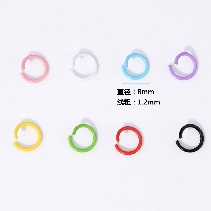 DIY Jewelry Accessories 1.2*10mm Metal Colorful Paint Single Ring Connecting Ring with Handmade Hanging Ring Open Ring