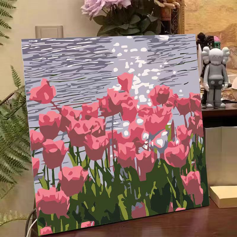 flower digital oil painting diy coloring hand painting children hand painted filled landscape tulip digital oil painting wholesale