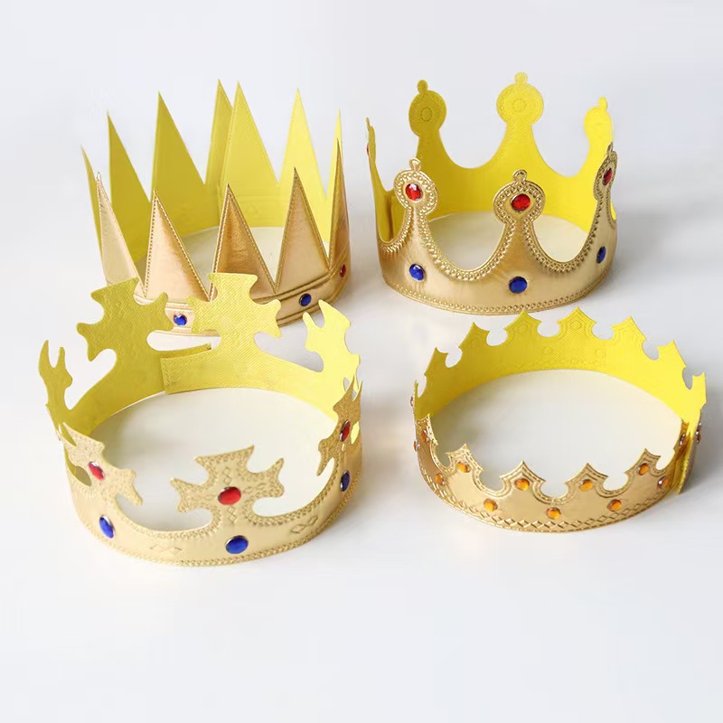 Customized King Crown Halloween Children's Birthday Arrangement Props Golden Cloth Crown Hat Headwear Party Supplies