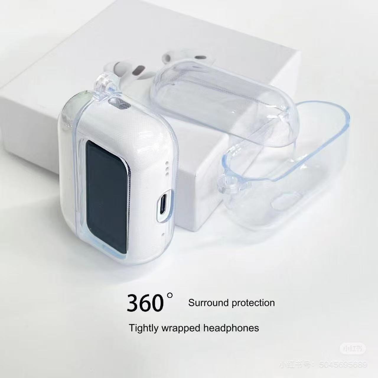 New Huaqiangbei A8A9A10Pro Bluetooth Headset Protective Case with Display Screen Tpu Anti-Fall Transparent Case