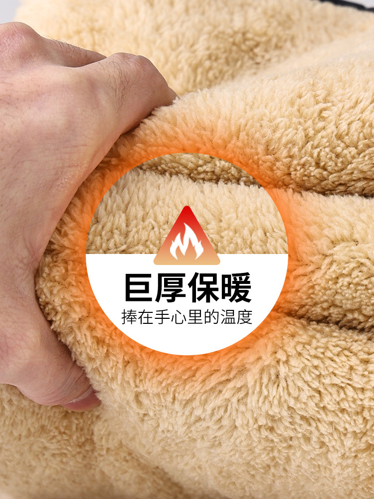 Winter Dad's Cotton Pants with Velvet and Thickeneding, Middle-Aged and Elderly Men's Cashmere Casual Pants, Warm Pants for the Elderly to Wear Outside