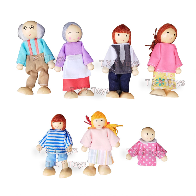 Cross-Border 24 New Scandinavian Style Wooden Dolls, Joints, Movable Educational Play House Toys