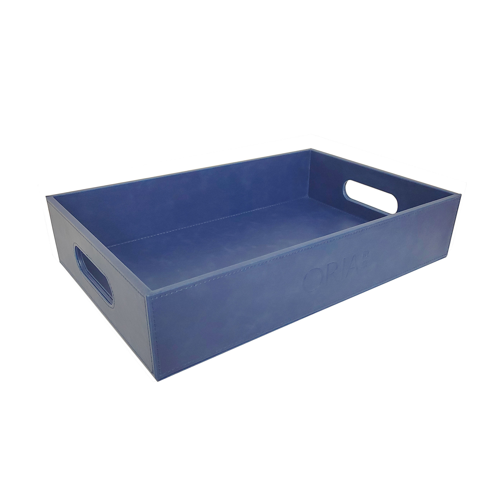 Black Pu Leather Tray for Home Hotel Tea and Sundries with Handle Storage Box Factory Wholesale with Printed Logo