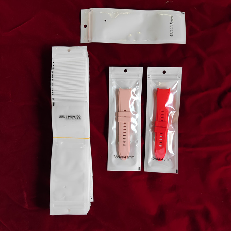 Apple Silicone Watch with Packing Bag Size Long Short White Pearlescent Film Yin and Yang Self-sealing Bag Factory Spot