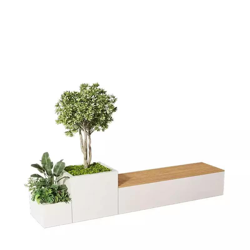 Outdoor Lighting Stainless Steel Flower Box Stool Wrought Iron Flower Trough Balcony Shopping Mall Outdoor Courtyard Flower Pot Sales Department Flower Box