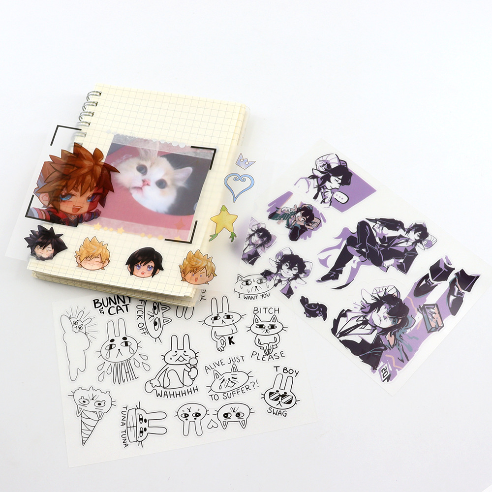 Manufacturer Customized Cartoon Stickers Cute Bopp Transparent Matte Film Mobile Phone Case Guka Stickers DIY Stickers Wholesale