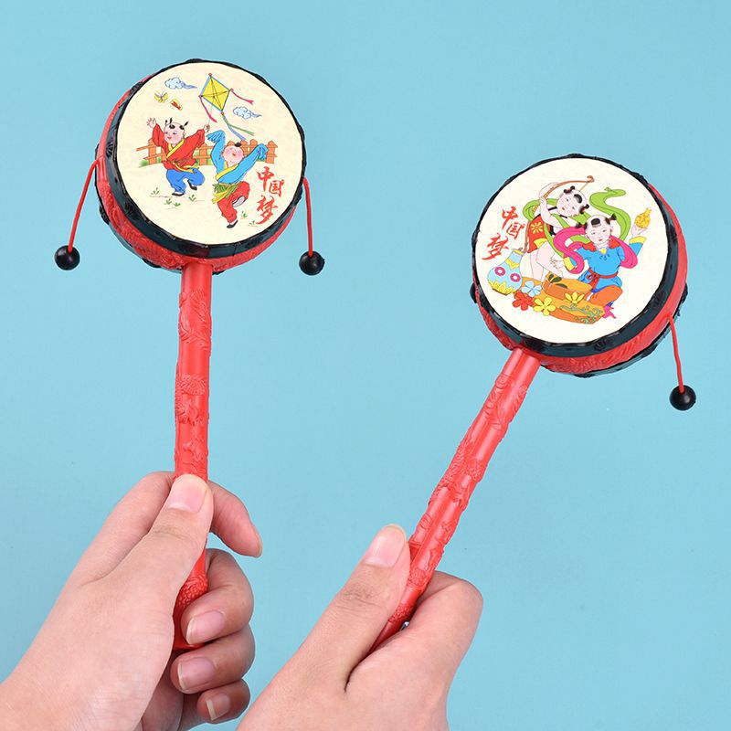 Auspicious Rattle Infant Hand Drum Traditional Classic New Year Painting Nostalgic Retro Kindergarten Small Gift