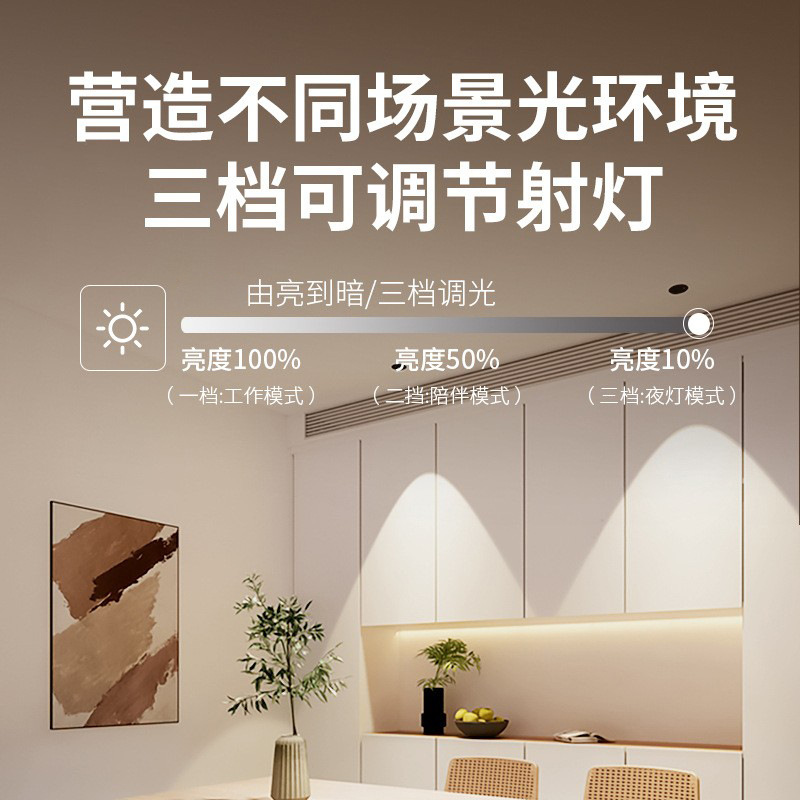 Full spectrum spotlight embedded Hill anti-glare wall washing lamp living room ceiling eye protection downlight no main lamp home