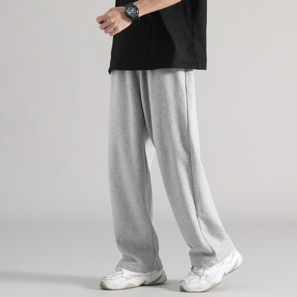 1 Piece Drop Shipping] White Pants Men's American Style Draped Sweatpants Loose Large Size Elastic Waist Casual Pants Straight Pants