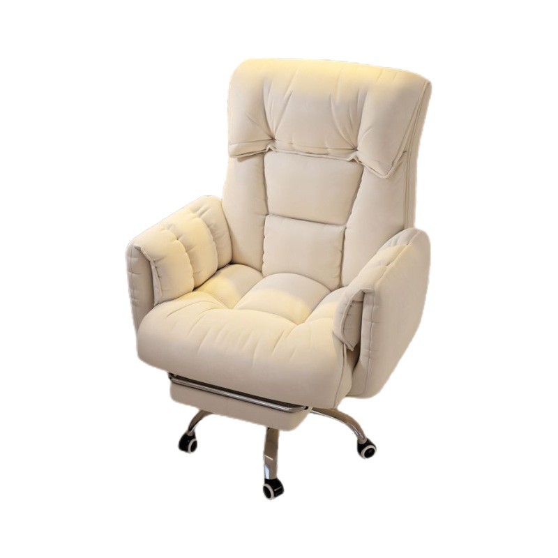Computer Chair Home Sedentary Sofa Chair Office Chair Girls Makeup Bedroom Chair Back Chair with Footrest Swivel Chair