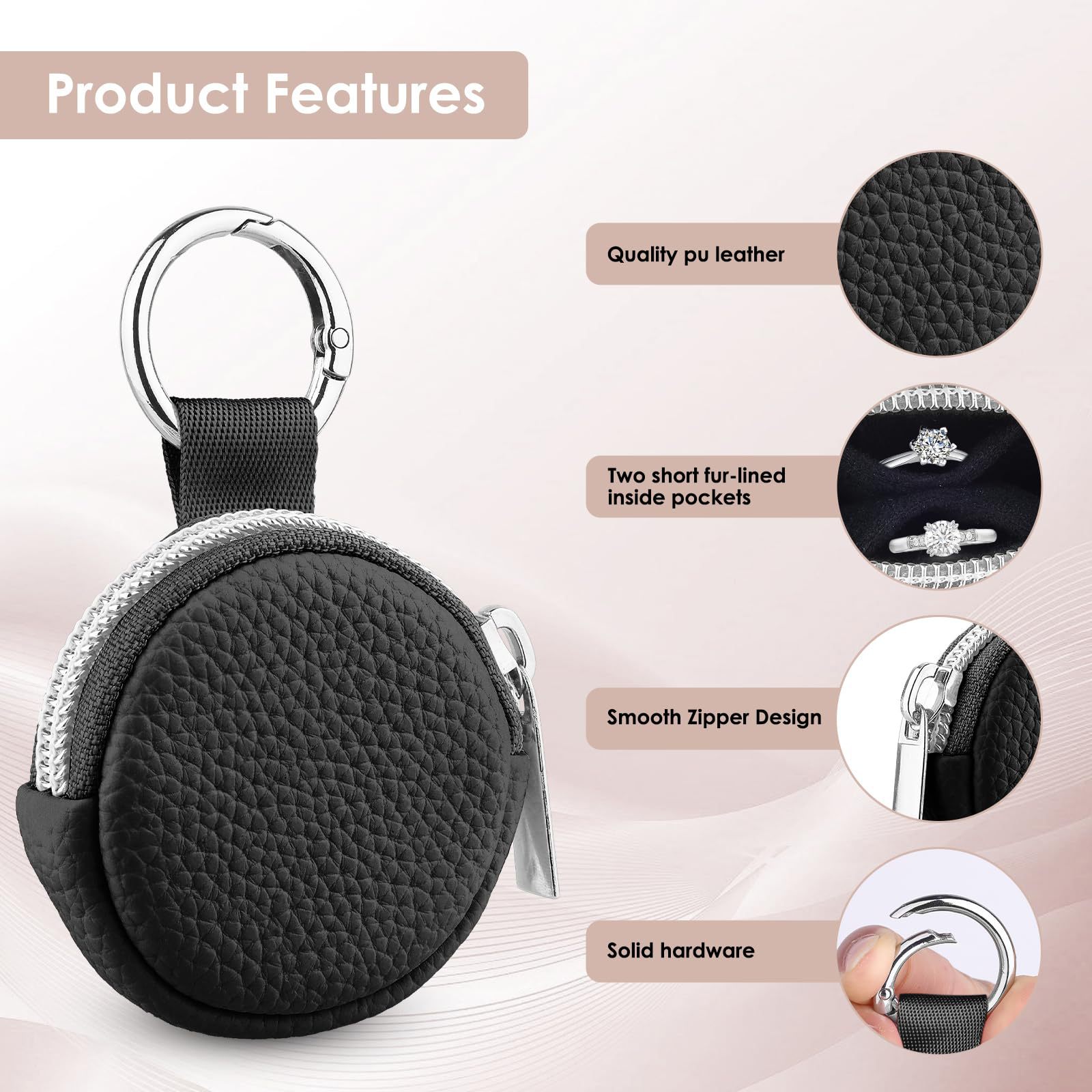 New Cross-Border High-End Ring Storage Keychain Travel Ring Storage Bag Anti-Lost Ring Storage Key Bag