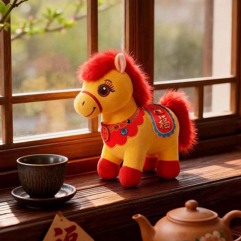 2026 Wholesale Year of the Horse Mascot Plush Toy Get Rich Soon Doll Zodiac Stuffed Animal New Year Gift