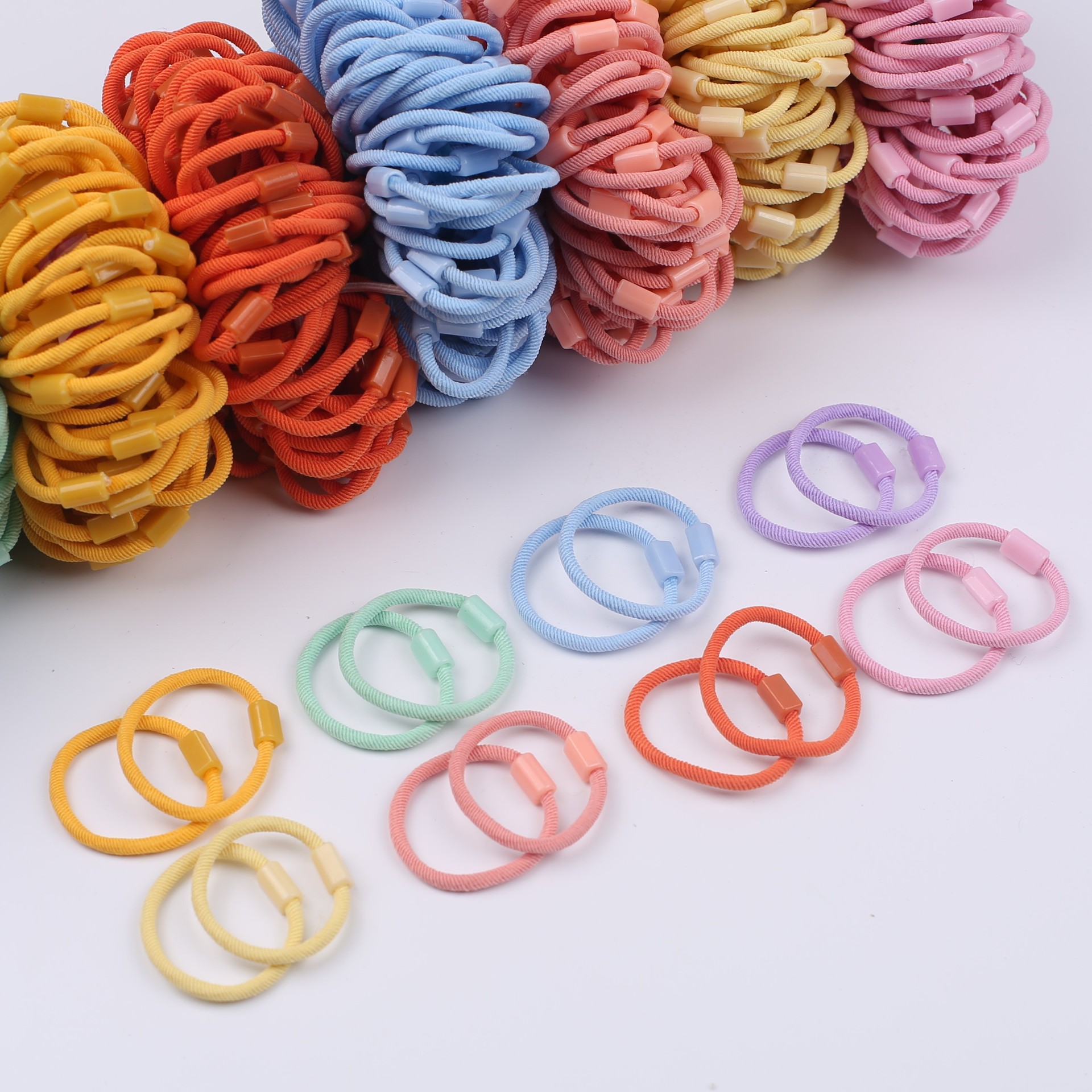 Candy color children's rubber band baby hair ring flat buckle DIY sticky accessories big children's headdress does not hurt the hair rope wholesale