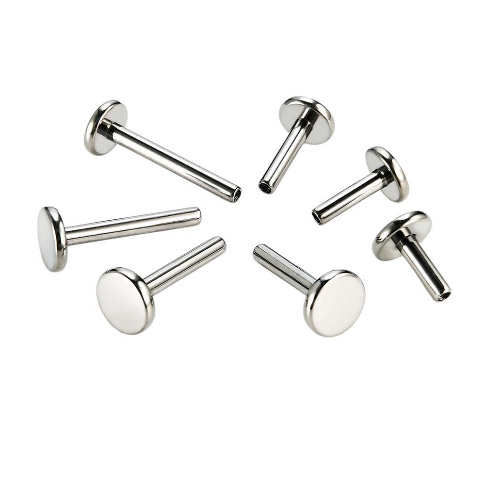 Kai'Erqi F136 Titanium Alloy Lip Stud Rod with Internal Threaded Base, Ear Bone Flat Rod, Piercing Jewelry Replacement Rod