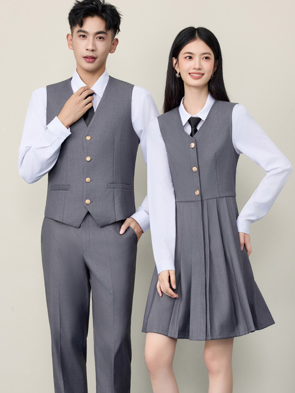 Серый жилет-платье, формальная одежда для женщин, 2025, новый весенне-осенний школьный униформ, униформы для мужчин и женщин