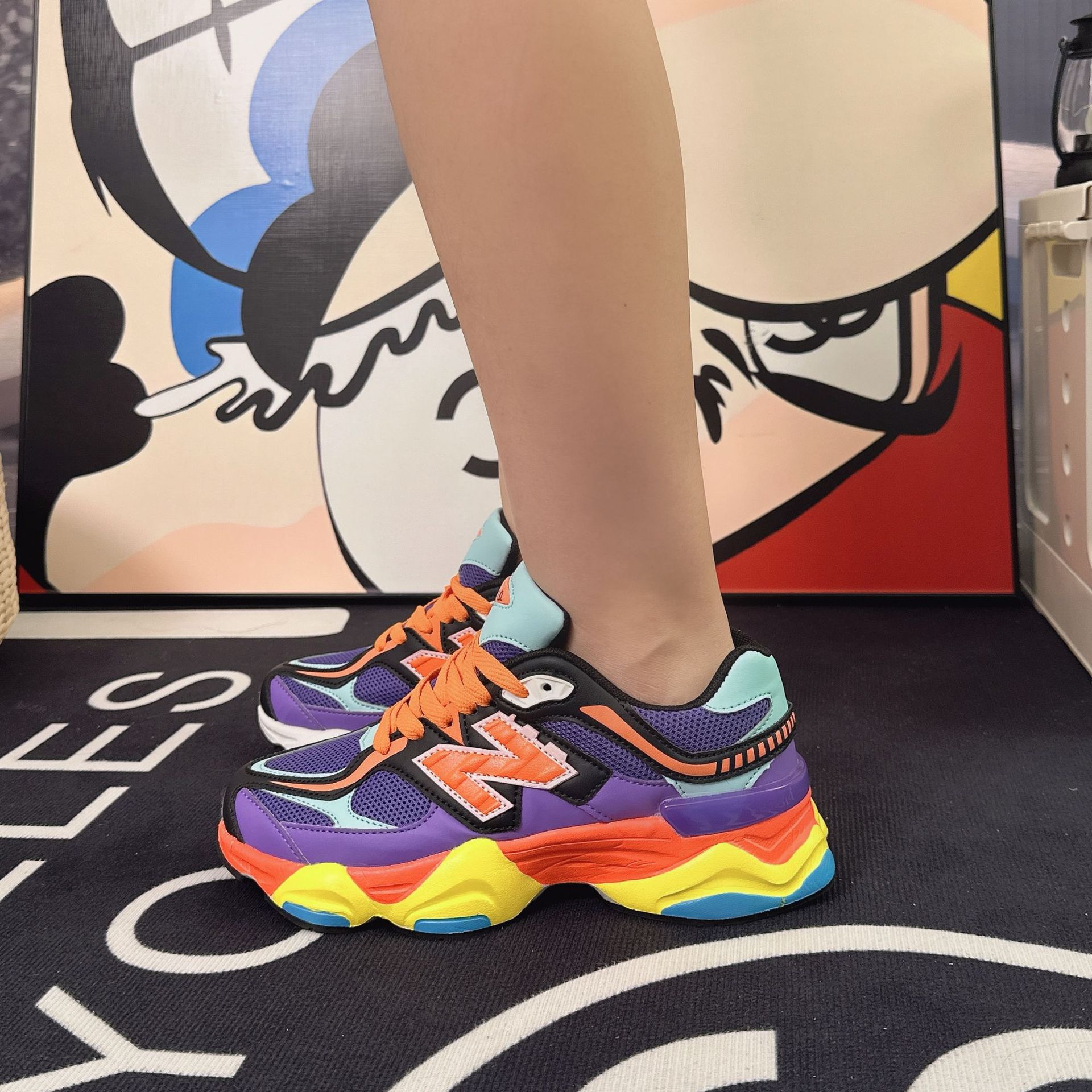 Color Matching Lace-up Thick Bottom Torre Shoes Women's 2024 Spring and Autumn New Niche Design Sense Multicolor Collocation Casual sneaker