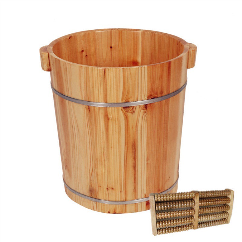 Warm Foot Bath Bucket, Traditional Xizang Foot Bath Bucket, Foot Bath Bucket, Solid Wood Foot Bath Bucket, Small Deep Bucket with Lid Wooden Bucket