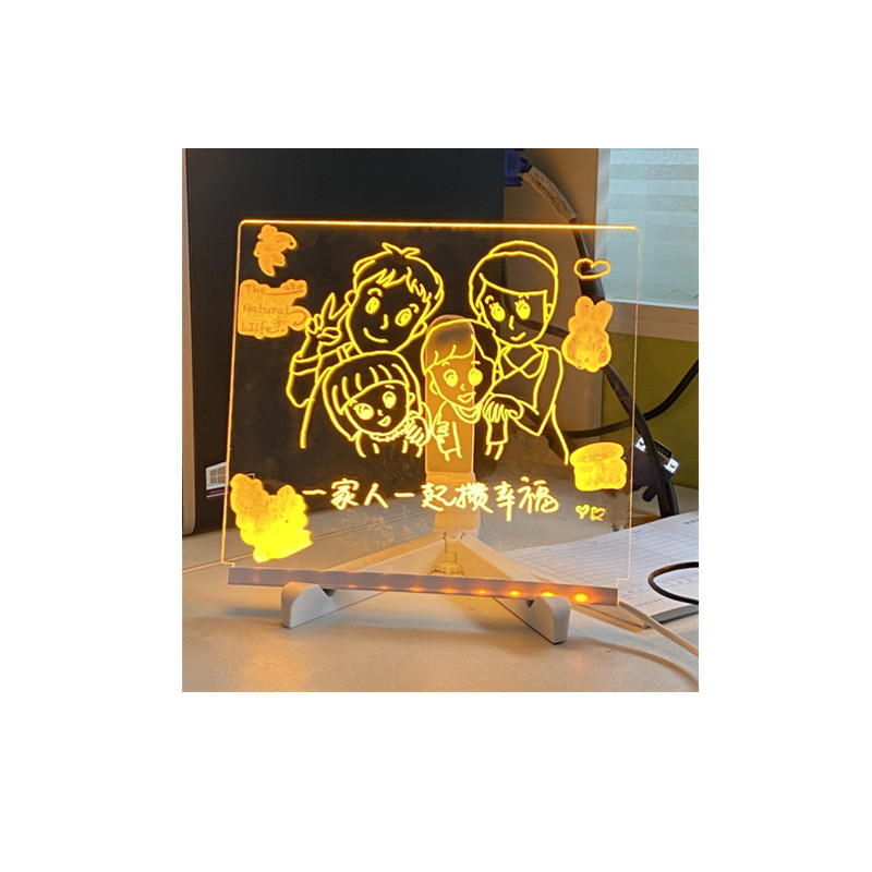 Household ins Acrylic Luminous Fluorescent Board Small Blackboard Erasable Noteboard Message Board Nightlight diy Handmade