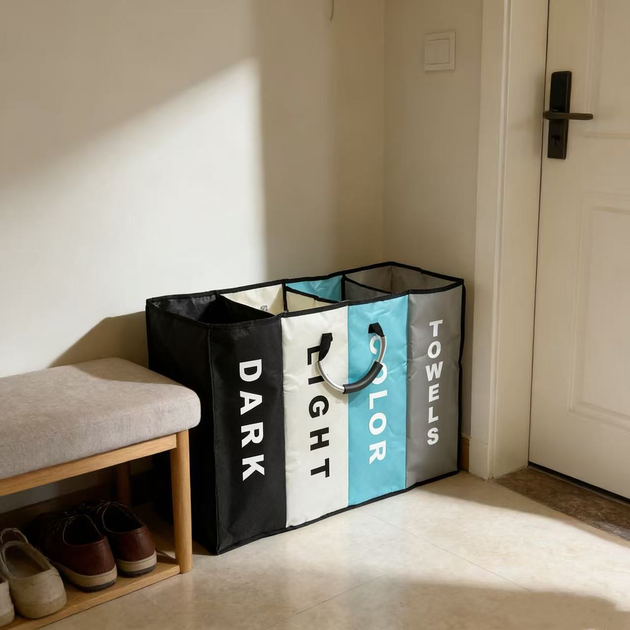 New Four-Color Four-Compartment Laundry Basket Aluminum Portable Multi-Functional Storage Basket Portable Foldable Four-In-One Storage Basket