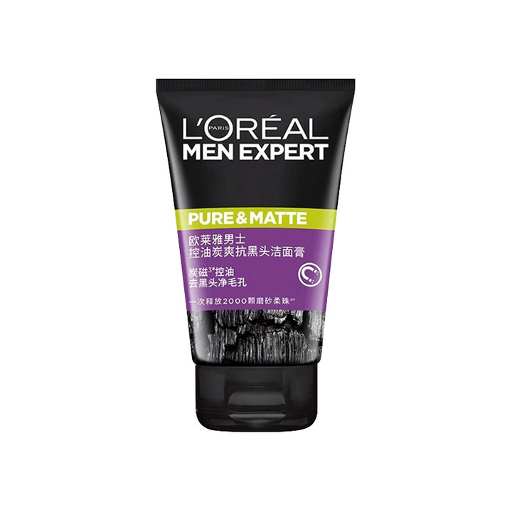 L'Oreal Men's Volcanic Rock Oil Control Acne Cleansing Cream 100ml Anti-Acne Oil Control Deep Cleansing Facial Cleanser