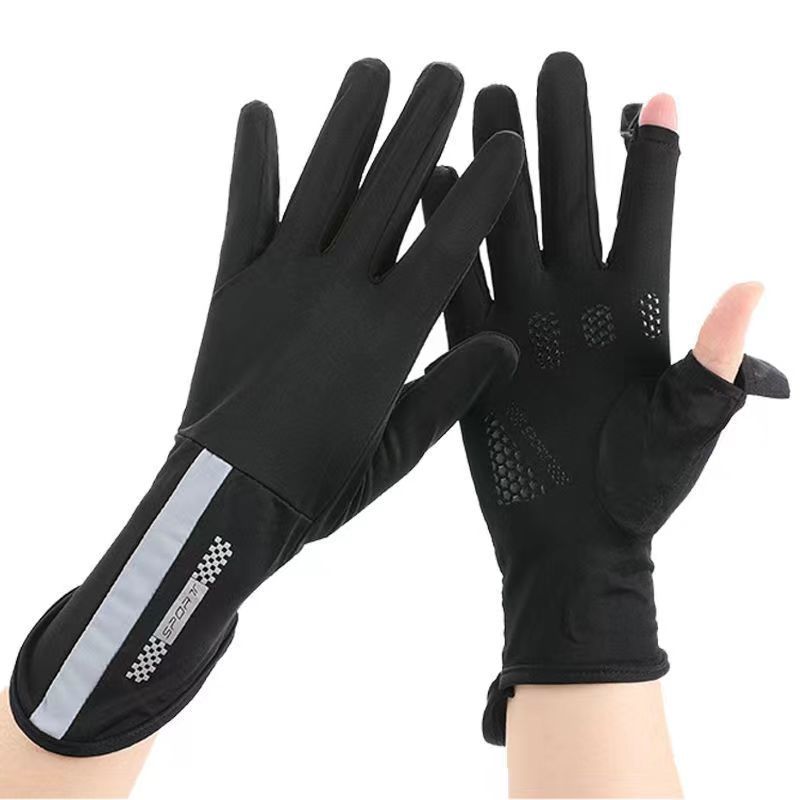 Sunscreen Gloves Women's Summer Ice Silk Thin Driving Non-slip Outdoor Sports Sunshade Flip Breathable Long Ride Gloves