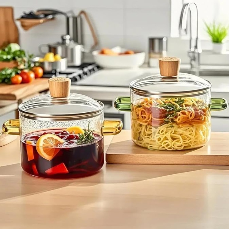 Cross-Border Internet Celebrity Live Broadcast High Borosilicate Glass Stew Pot with Lid Instant Noodle Bowl Soup Pot Red Wine Pot Double-Eared Health Pot Milk Pot