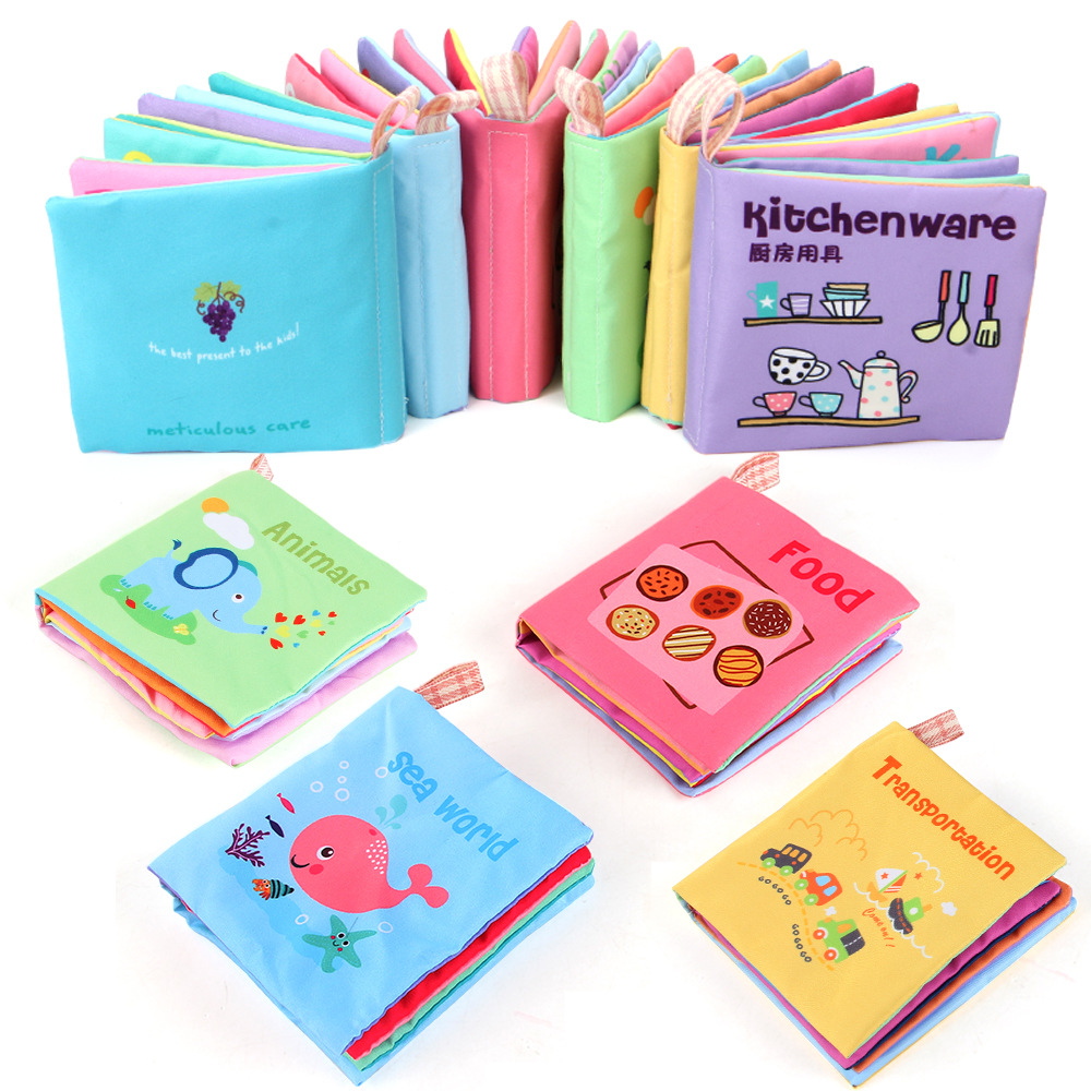 Cross-Border Baby Cloth Books for Cognitive Development, Children's Enlightenment Books with Crinkle Paper, Early Education Cloth Books for Infants, Wholesale