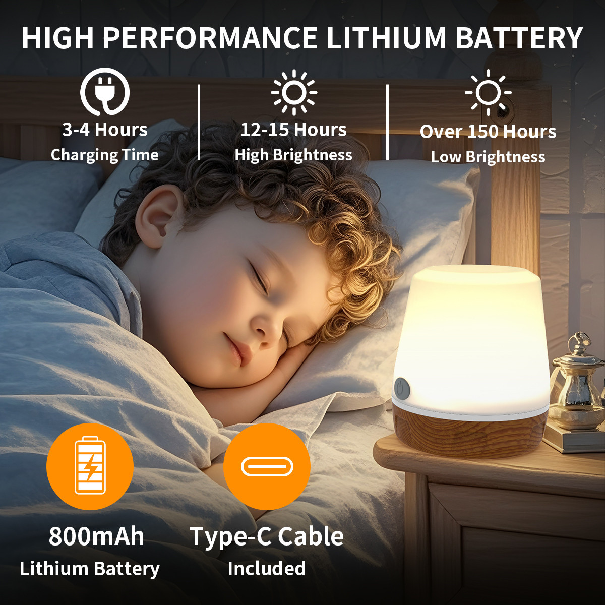 Cross-Border Touch-Controlled Camping Lamp with Remote Control, Wood Grain Design, Seven-Color Bedside Lamp, Nursing Lamp, Night Light, Colorful Ambient Light