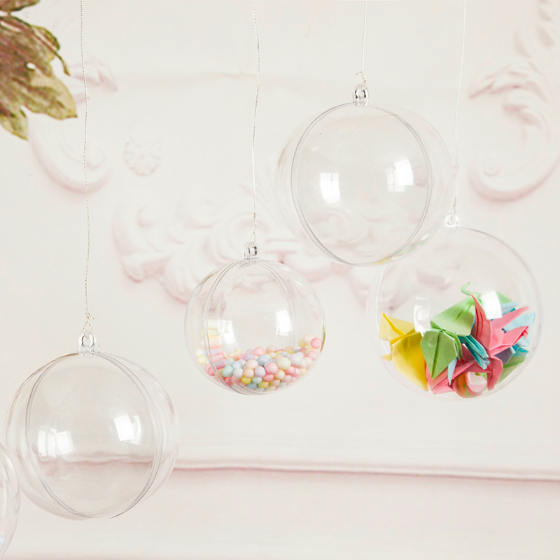 Wholesale transparent ball plastic ball shell acrylic 5-12cm Christmas ball PS hollow ball Christmas decoration hanging ball