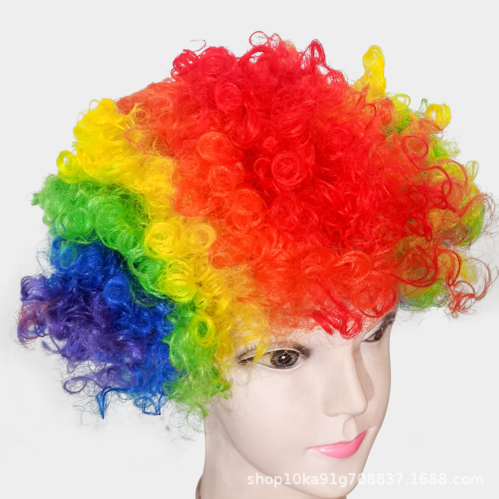 Парик-клоун с афро, круглые кудри, цветной, для выступлений и праздников