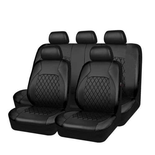 Lingge Cross-Border Pu Leather Export Car Seat Cover Quilted Embroidery Bracket Leather 9-Piece Set Universal Factory Direct Sale