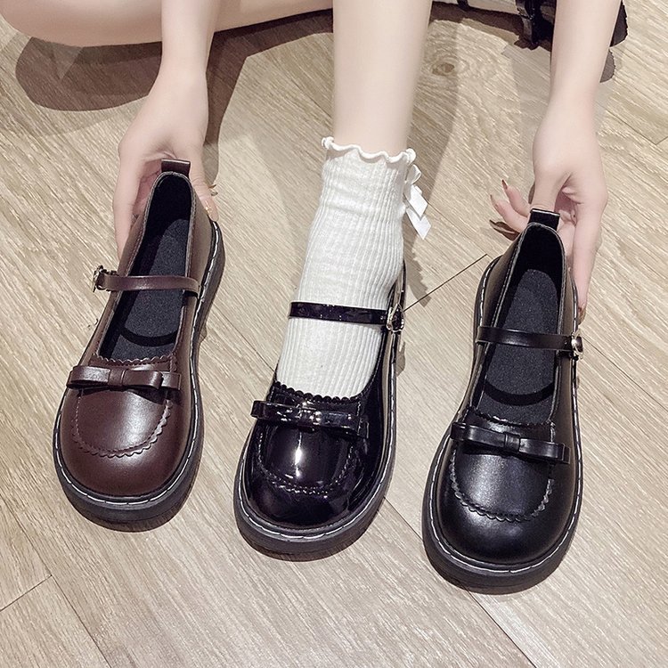 Japanese Style Shallow Mouth Flats for Women 2025 Autumn New Korean Style British Style Small Leather Shoes with Skirt Japanese Style Cute Loafers
