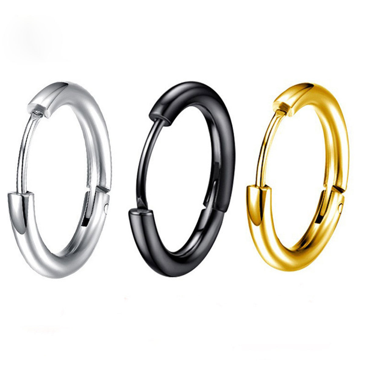2.5 Thick Titanium Steel Round Wire Plain Hoop Earrings New Cross-Border European and American Trendyy Men's and Women's Personalized Earrings and Earrings Gd Same Style