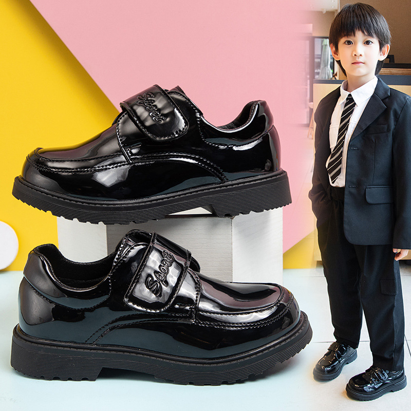 Children's Shoes, Boys' Leather Shoes, Spring & Fall 2025 New British Style Black Soft Soles, Middle-Aged and Primary School Students' Performance Shoes