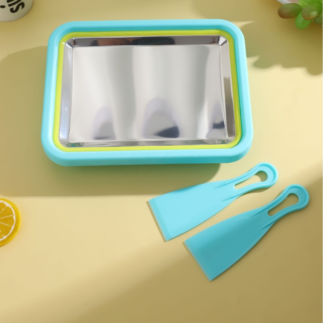 Household Fried Ice Machine Fried Sour Milk Machine Small Ice Cream Fruit Ice Cream Children's Stainless Steel Plug-in Free Fried Ice Plate