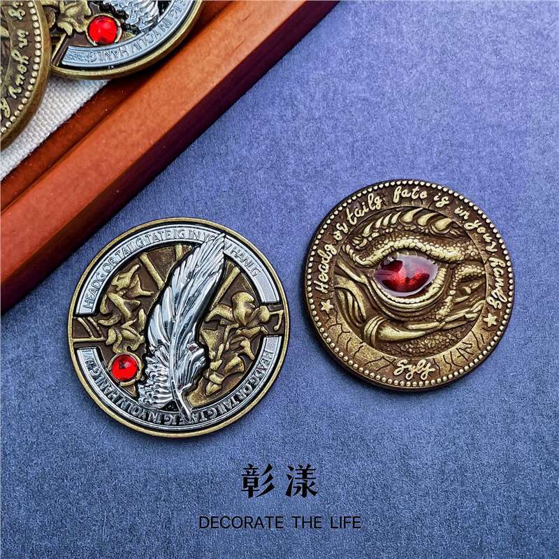 Love and Deep Space Peripheral Feather Dragon Eye Qin Che Decision-Making Coin Lucky Coin Wishing Coin Two-Dimensional Commemorative Coin Gift