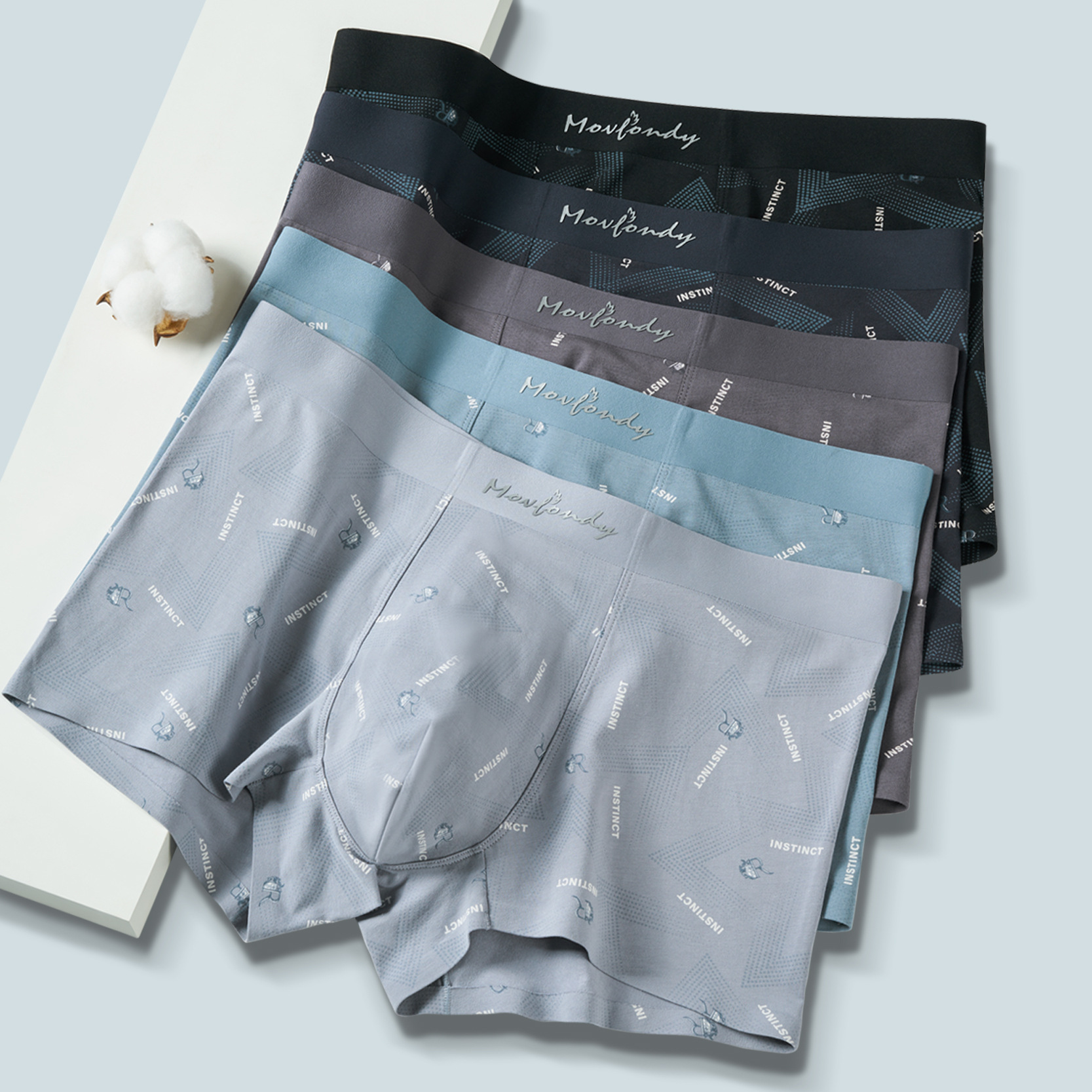 Men's Underwear Boxer Briefs 10A Antibacterial and Antibacterial Printed Boxer Briefs Mid-Waist Short Bottoms Men's Breathable Wholesale