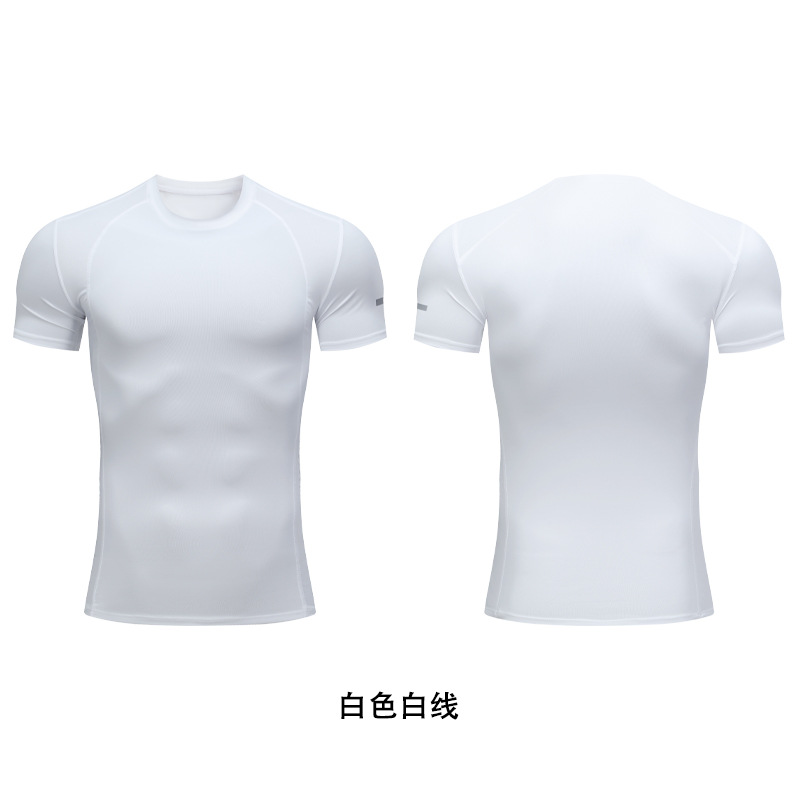 Tight Men's High Elastic Short Sleeve Quick-drying Top Sports Fitness Clothes Sweat-wicking Basketball Football Training Breathable Running