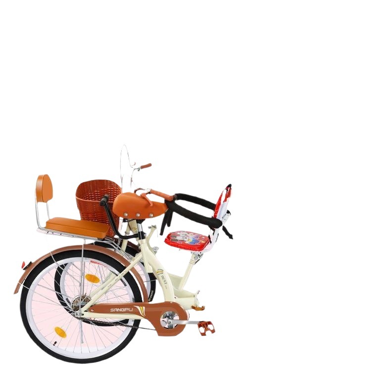 Parent-Child Folding Bicycle with Children Mother and Child with Baby Bicycle Walking Baby Three-Person Seat to School to Pick Up Children Adult Women