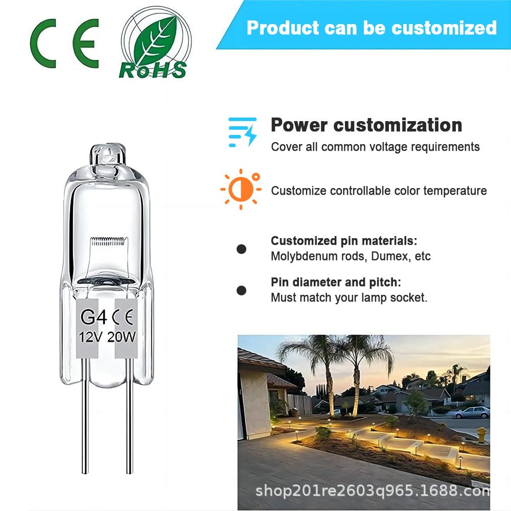 Factory Direct Sales G4 Halogen Lamp 6V 230V 5W 50W G5.3 G6.35 G8 G9 Multiple Models of Halogen Lamps