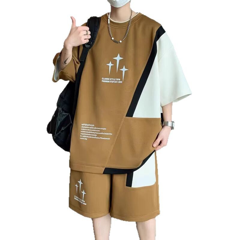 Large Size Running Sportswear Men's Clothing Men's Foreign Trade Casual Thin Short-Sleeved Shorts Two-Piece Summer Sports Suit