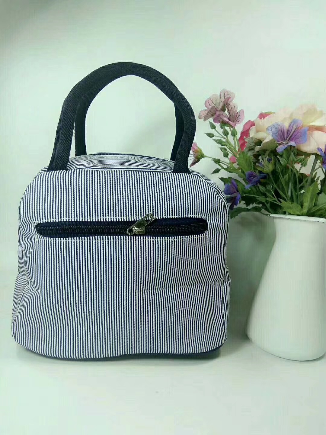 Canvas Stripes Bear Bento Tote Bag