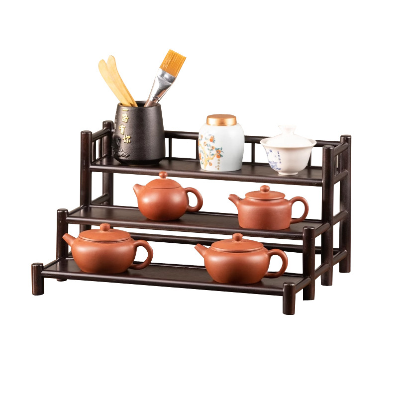 Tea Cup, Tabletop Teapot, Small Antique-Style Shelf, Tea Set Storage Rack, Tea Room Tea Table, Chinese-Style Tea Leaf Storage Rack