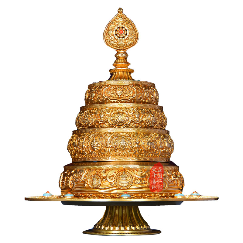 Xizang Pure Copper Mandala Plate with Gems, Thirty-Seven Piles, Tantric Mandala Plate 16cm for Mandala Practice by Sodarji