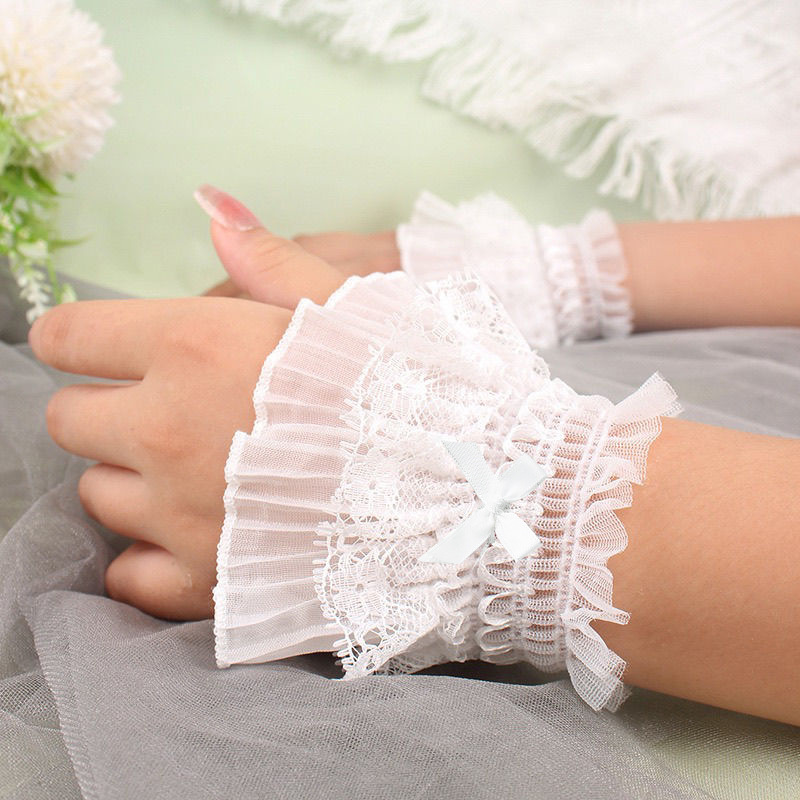 Lace Lace Hand Sleeves Bow Lolita Girl's Cuffs Sun Protection Tattoo Concealer Gloves Women's Fake Sleeves